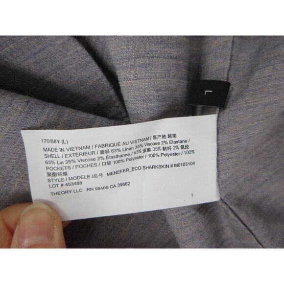 Theory Blazer Large Linen Eco Sharkskin Wrap Draped Jacket Vented - Picture 10 of 12